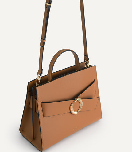 Structured Leather Top Handle Bag