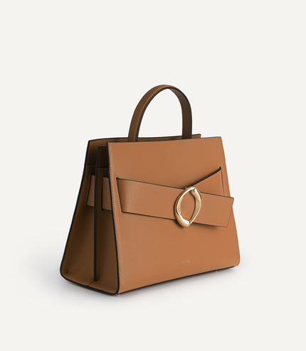 Structured Leather Top Handle Bag