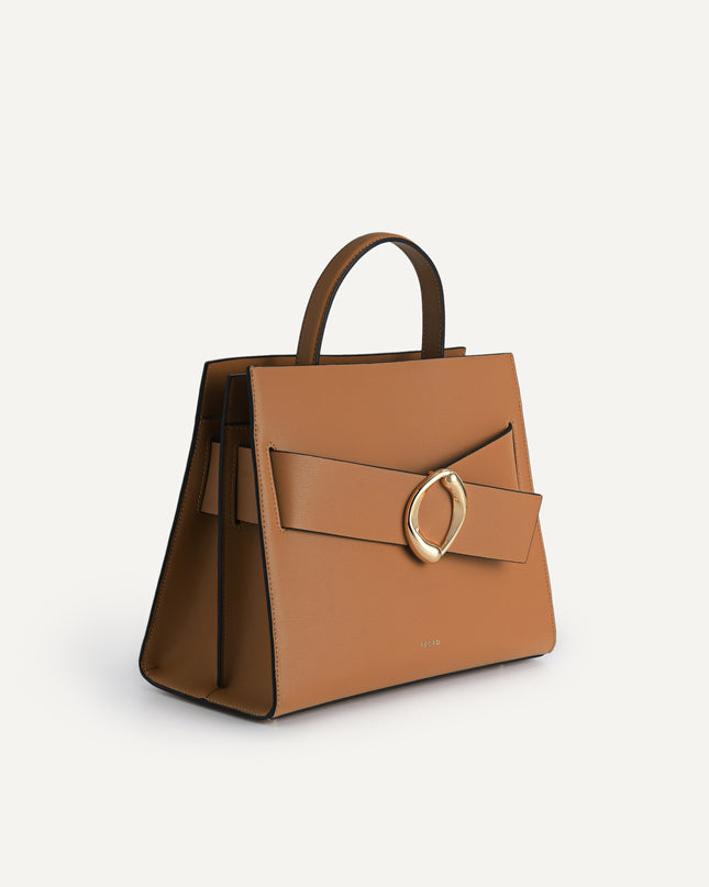 Structured Leather Top Handle Bag