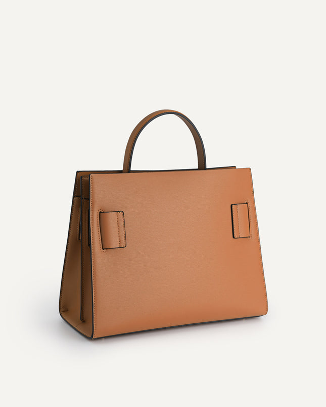 Structured Leather Top Handle Bag