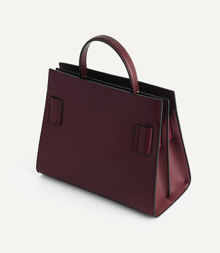 Structured Leather Top Handle Bag