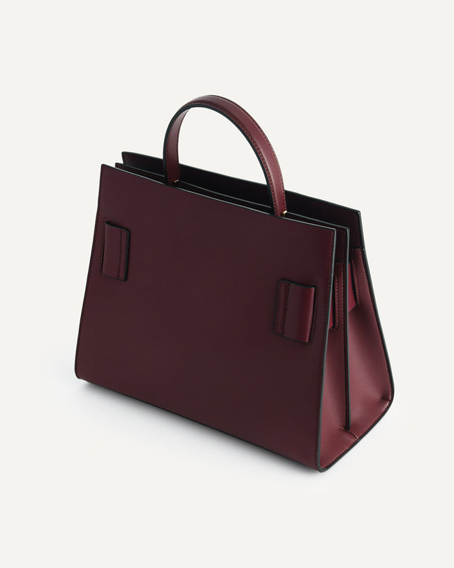 Structured Leather Top Handle Bag
