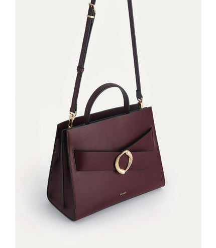 Structured Leather Top Handle Bag