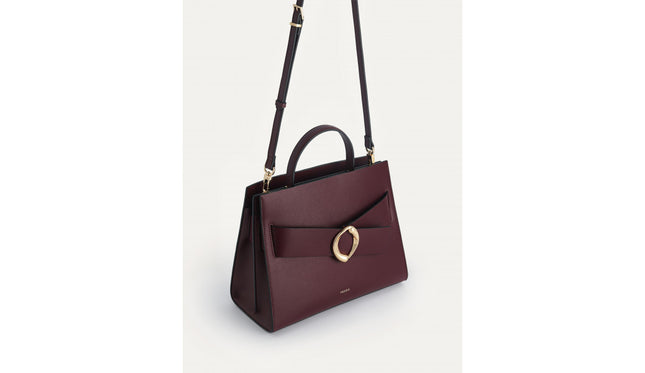 Structured Leather Top Handle Bag