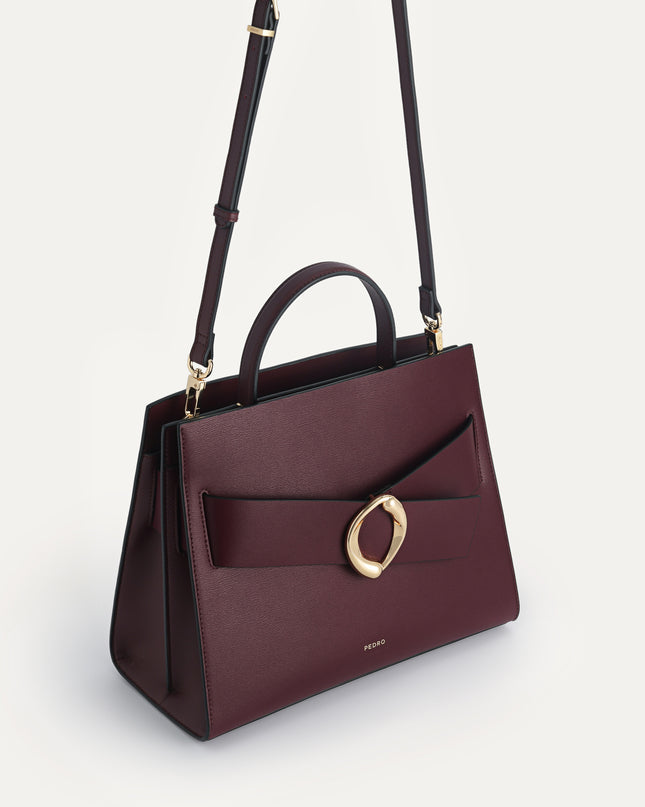 Structured Leather Top Handle Bag