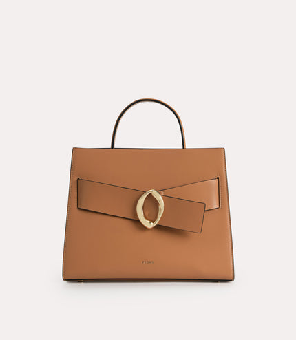 Structured Leather Top Handle Bag