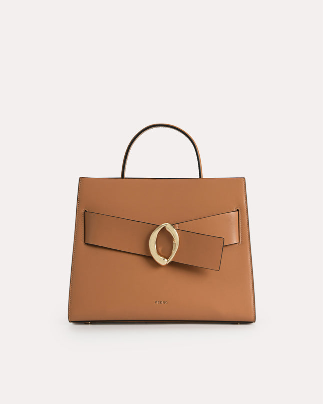Structured Leather Top Handle Bag