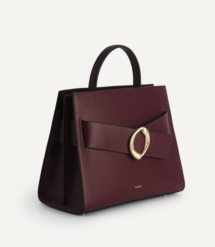 Structured Leather Top Handle Bag