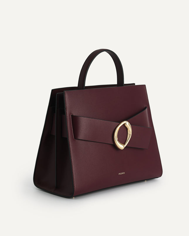 Structured Leather Top Handle Bag