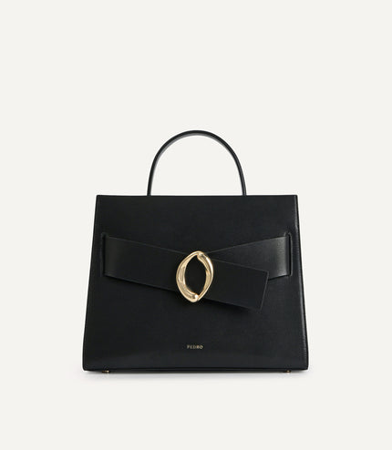 Structured Leather Top Handle Bag