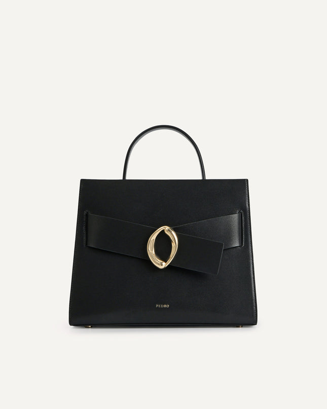 Structured Leather Top Handle Bag