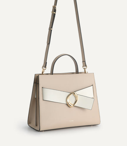 Structured Leather Top Handle Bag