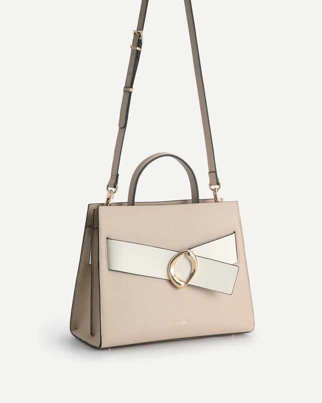 Structured Leather Top Handle Bag