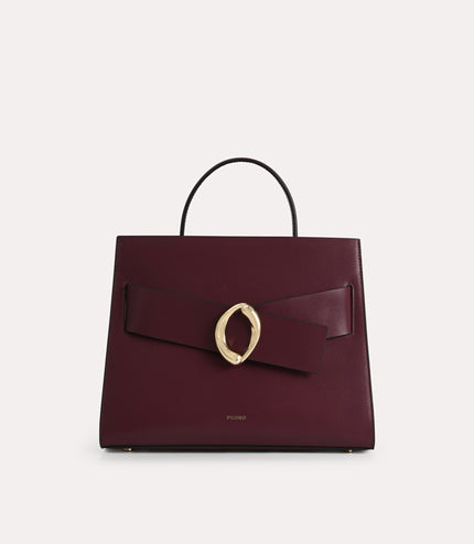 Structured Leather Top Handle Bag
