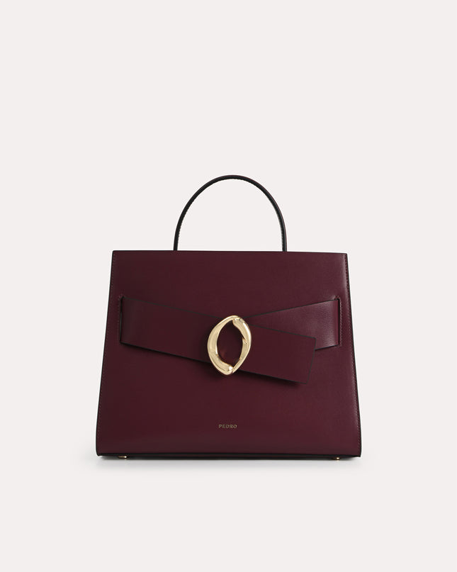 Structured Leather Top Handle Bag