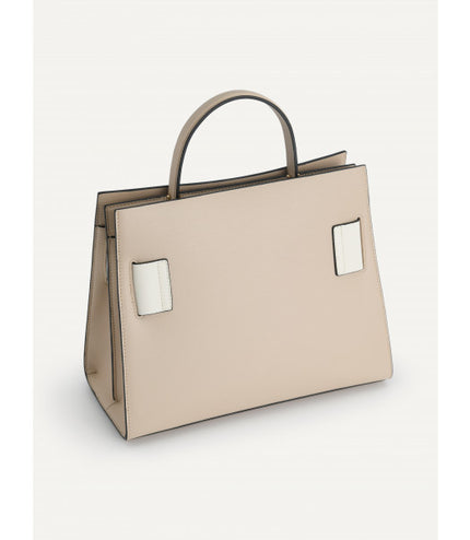 Structured Leather Top Handle Bag