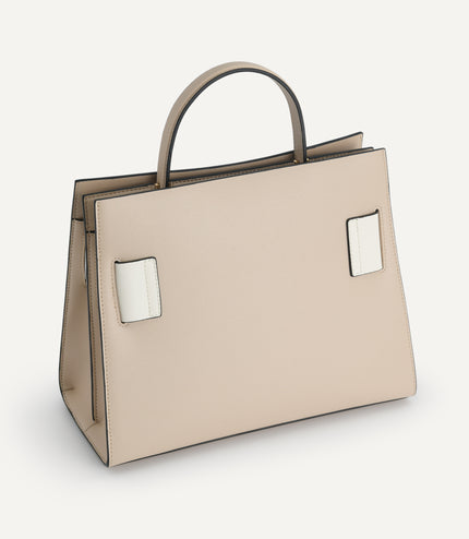 Structured Leather Top Handle Bag