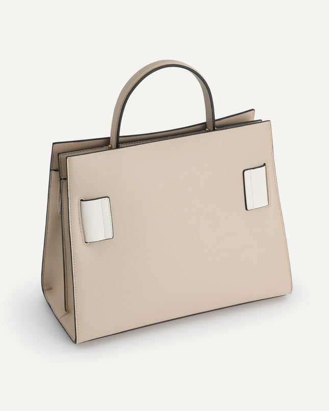 Structured Leather Top Handle Bag
