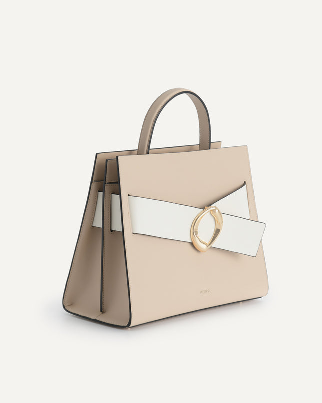 Structured Leather Top Handle Bag
