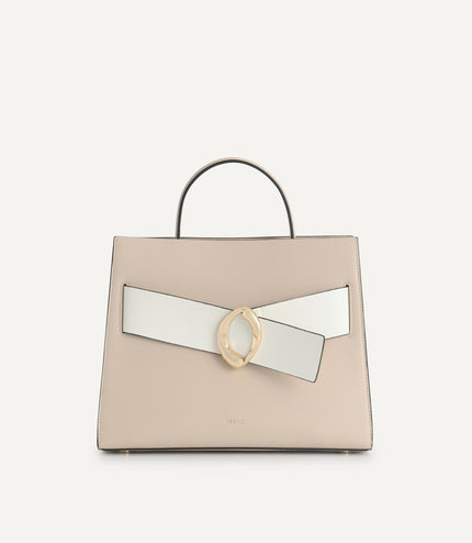 Structured Leather Top Handle Bag