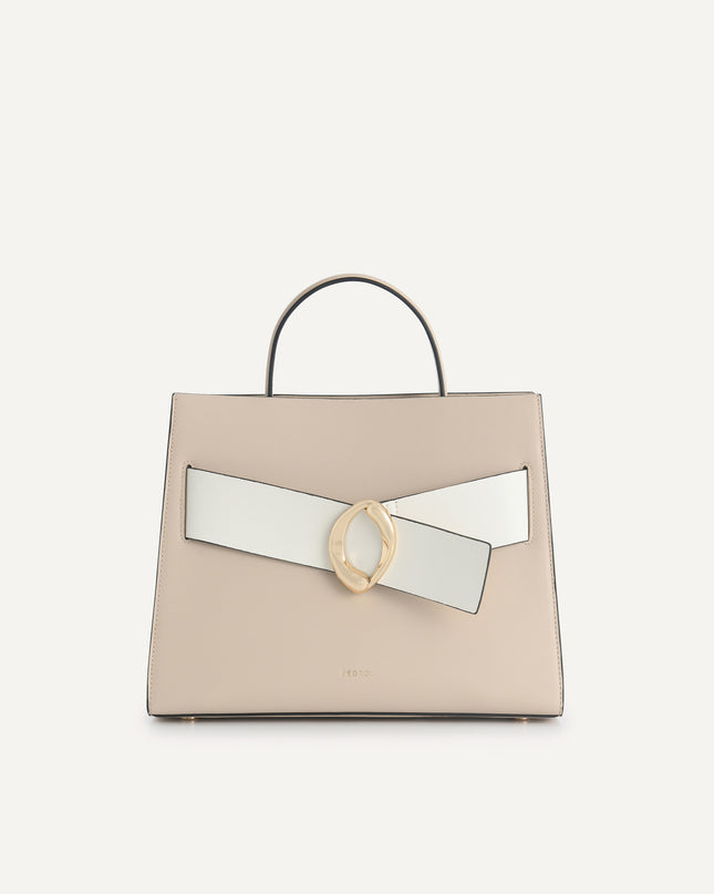 Structured Leather Top Handle Bag