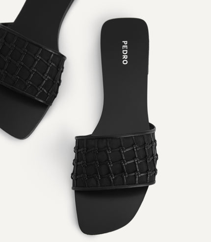 Woven Mesh Slide Sandals