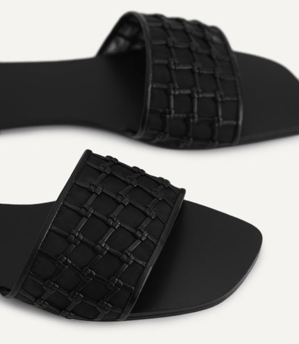 Woven Mesh Slide Sandals
