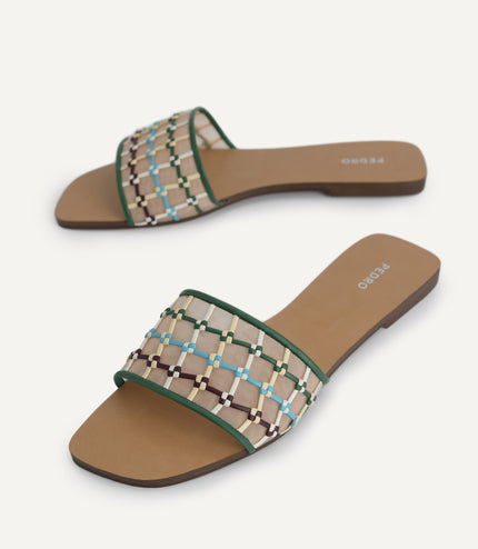 Woven Mesh Slide Sandals