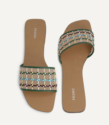 Woven Mesh Slide Sandals