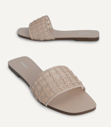 Woven Mesh Slide Sandals