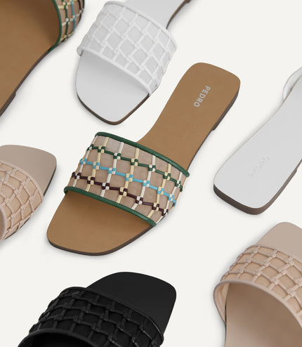 Woven Mesh Slide Sandals