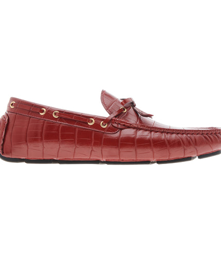 Croc-Effect Bow Moccasins
