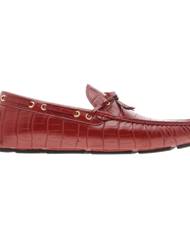 Croc-Effect Bow Moccasins