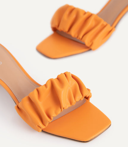 Ruched Heeled Mules