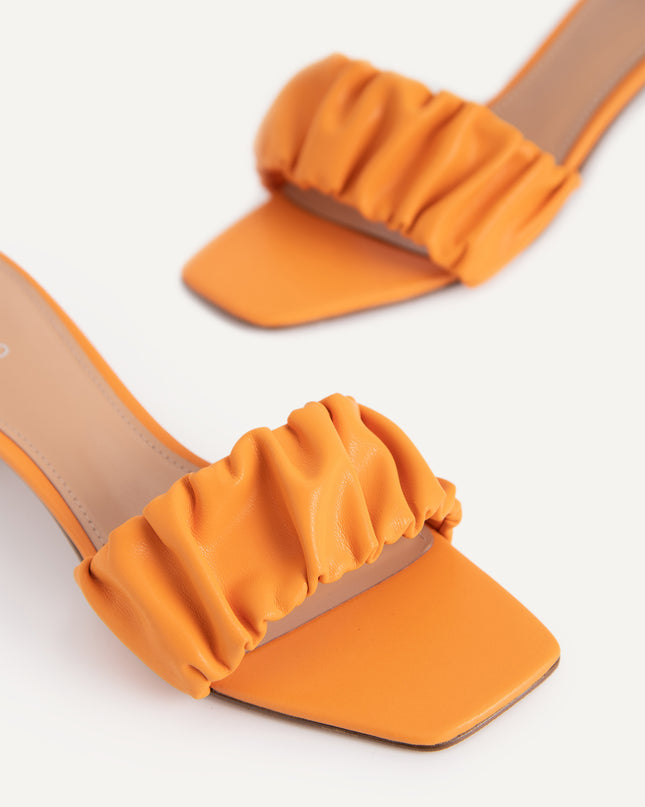 Ruched Heeled Mules