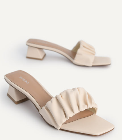 Ruched Heeled Mules