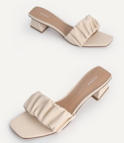 Ruched Heeled Mules
