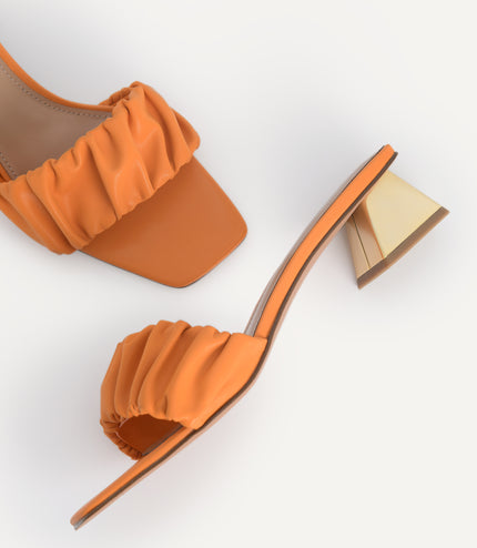 Ruched Heeled Mules