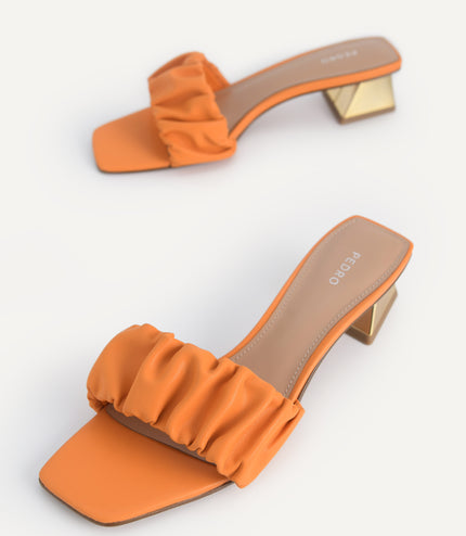 Ruched Heeled Mules