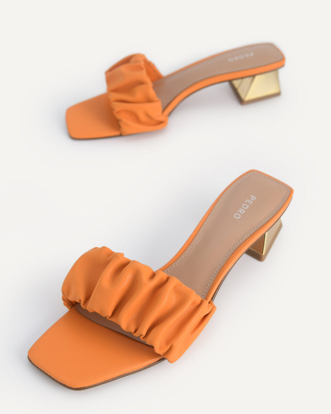 Ruched Heeled Mules