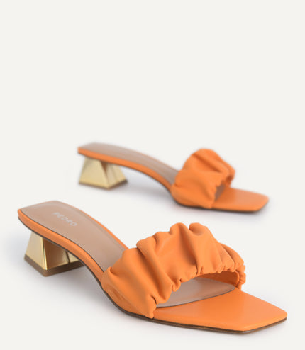 Ruched Heeled Mules