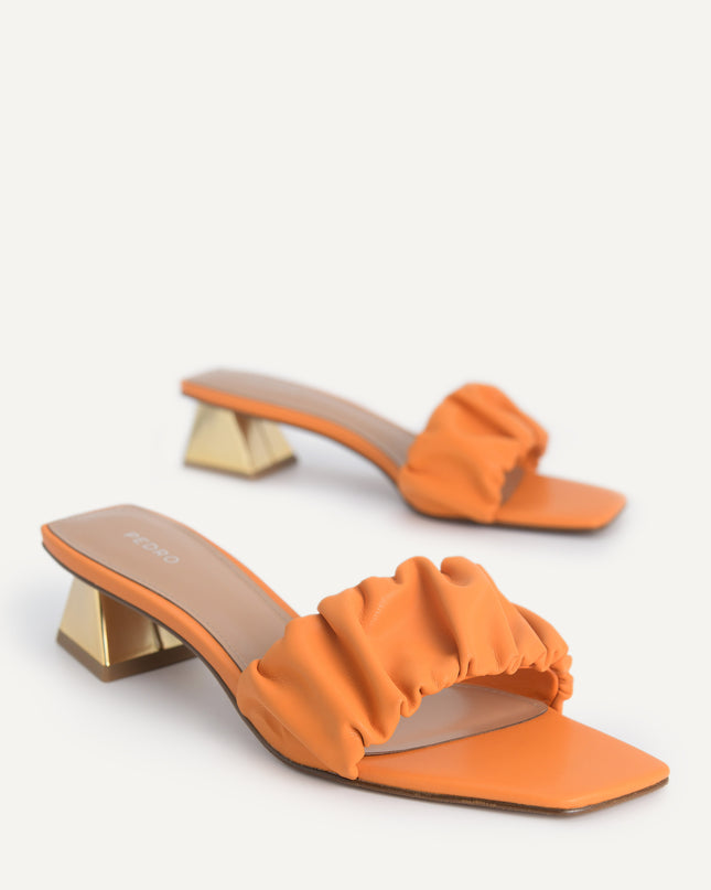 Ruched Heeled Mules