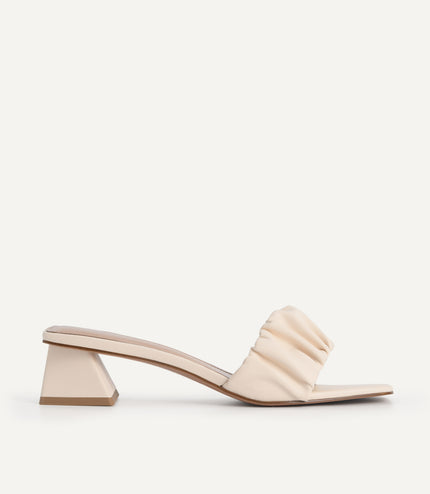 Ruched Heeled Mules