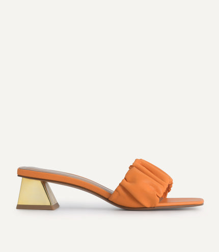 Ruched Heeled Mules