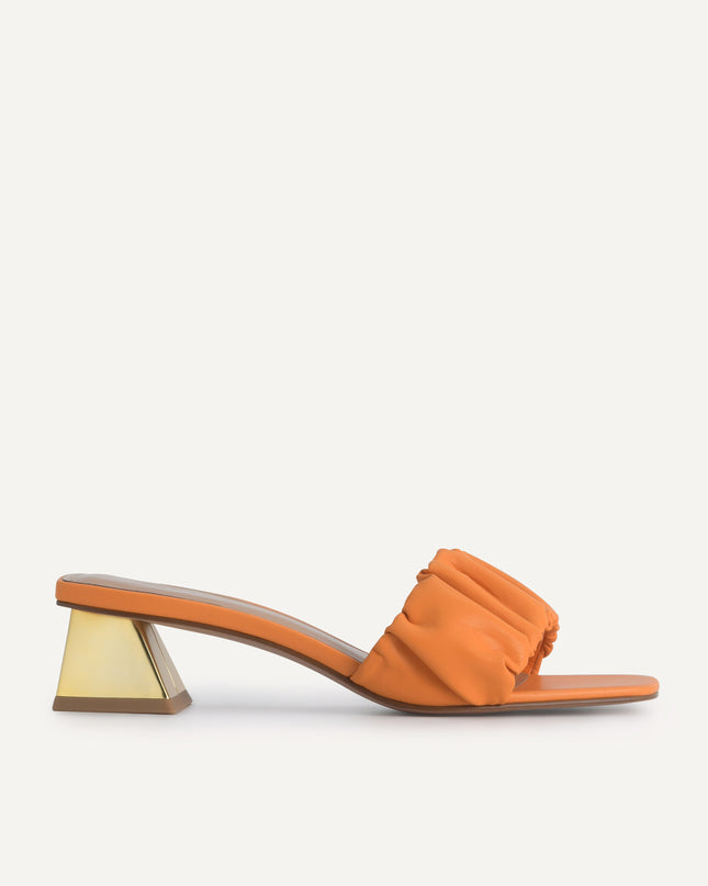 Ruched Heeled Mules