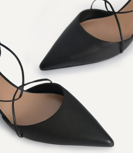 Leather Pointed Heels with Crisscross Straps