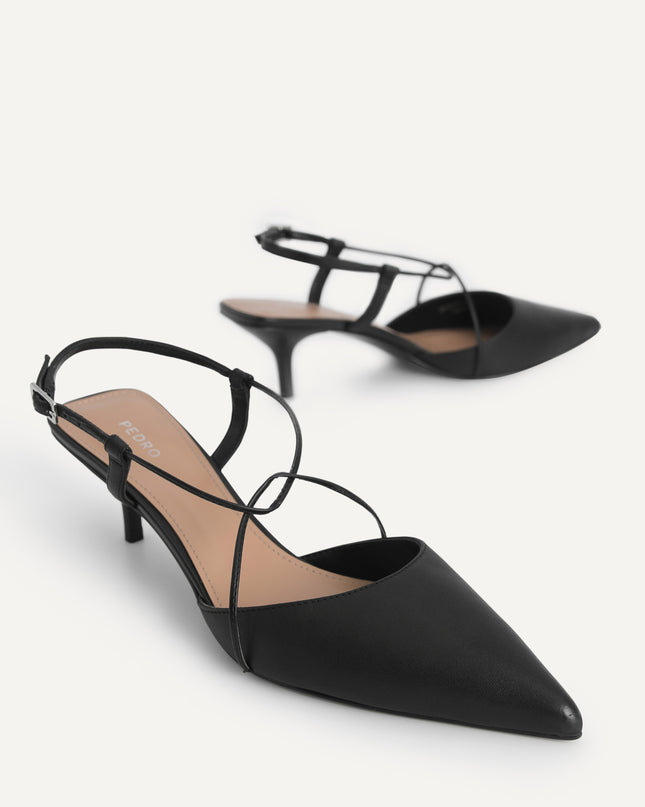 Leather Pointed Heels with Crisscross Straps