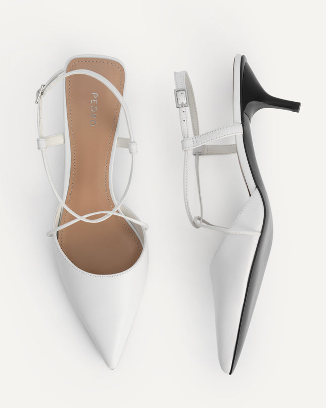 Leather Pointed Heels with Crisscross Straps