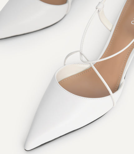 Leather Pointed Heels with Crisscross Straps