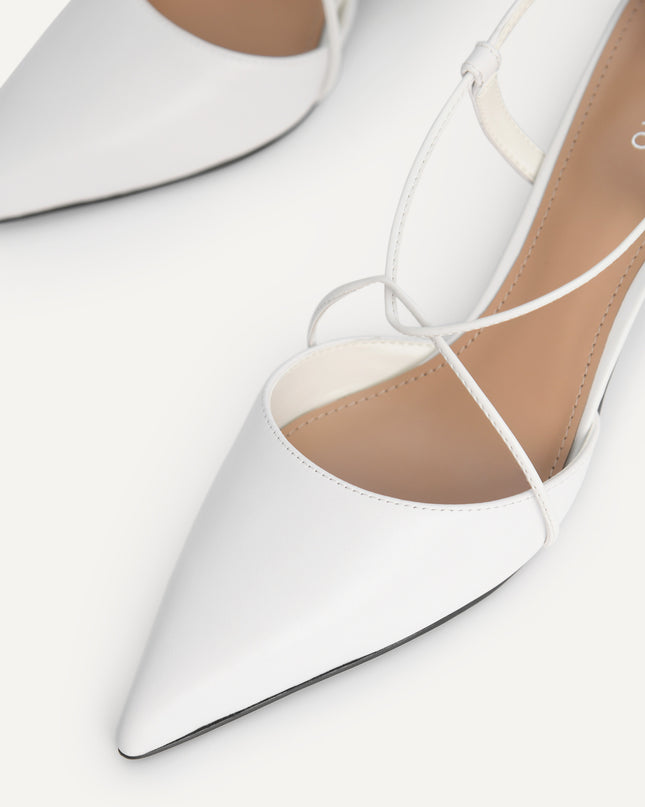 Leather Pointed Heels with Crisscross Straps